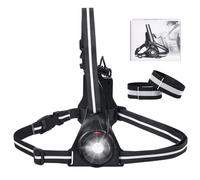 Dulov Phares de course de nuit, lampe de poitrine rechargeable par USB - Lampe torche LED 500 lumens avec faisceau réglable et sangle réfléchissante - Lumière de sécurité étanche pour la course de