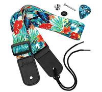 Dulphee Sangle d'épaule réglable de style hawaïen pour ukulélé soprano, concert, baryton, mandoline et banjo (fleur)