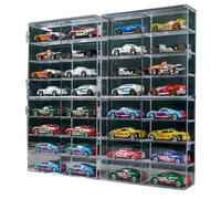 DULRLLY Boîte de Rangement de Modèle de Voiture, Vitrine de Voiture Jouet, Vitrine Transparente à 8 Emplacements pour Voiture, Boîte de Présentation D'organisateurs en Acrylique (4 pièces)