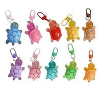 Duludu Lot de 10 porte-clés lumineux en forme de tortue multicolore en résine pour sacs à dos, clés et sacs à main