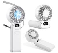 duludulu Mini ventilateur électrique portable rechargeable par USB - 5 vitesses - Pliable - Avec écran LED - Pour la maison, le bureau, la chambre à coucher, l'intérieur et l'extérieur, les voyages