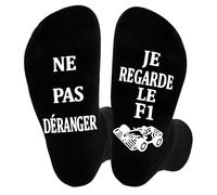 Duluok F1 Chaussettes Humour Homme, Chaussettes Amusantes Chaussettes Fantaisie NE PAS DERANGER JE REGARDE LE F1 Chaussettes de Course Formule 1 Chaussettes Cadeau pour la Fête des Pères Cadeaux F1