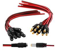 Duluok Lot de 10 Paires 5.5 X 2.1mm DC Alimentation Pigtail Cables, 27cm Pigtail D’Alimentation Câbles Noyau Cuivre Pur DC 12V 2A Connecteurs Mâle et Femelle pour Sécurité à Domicile CCTV Caméra