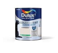 Dulux Valentine Color Resist - Peinture Intérieure Pièces Humides - Pour Murs, Plafonds, Boiseries - Lessivable et Résistante - Couleur : Lin Clair Satin - 0,75 L - 5261972