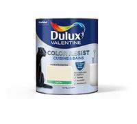 Dulux Valentine Color Resist - Peinture Intérieure Pièces Humides - Pour Murs, Plafonds, Boiseries - Lessivable et Résistante - Couleur : Ivoirine Satin - 0,75 L - 5261805