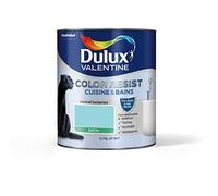 Dulux Valentine Color Resist - Peinture Intérieure Pièces Humides - Pour Murs, Plafonds, Boiseries - Lessivable et Résistante - Couleur : Bleu Indien Satin - 0,75 L - 5262094