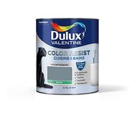 Dulux Valentine Color Resist - Peinture Intérieure Pièces Humides - Pour Murs, Plafonds, Boiseries - Lessivable et Résistante - Couleur : Bleu Gris Satin - 0,75 L - 5262093