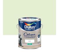Dulux Valentine Crème de Couleur - Peinture multi-supports intérieure - Satin Tendrement Vert 5 L