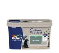 Dulux Valentine Crème de Couleur - Peinture multi-supports intérieure - Satin Vert Céladon 2,5 L