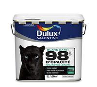 DULUX VALENTINE Peinture 98% d'Opacité - Murs, Plafonds, Boiseries - Satin Blanc 5L
