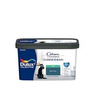 Dulux Valentine Peinture Intérieure Crème de Couleur Cuisine et Salle de Bain - Pièces Humides Murs et Boiseries - Résistant aux taches et à l'humidité - Satin Bleu Paon 2 L