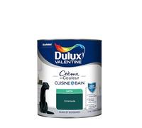 Dulux Valentine Peinture Intérieure Crème de Couleur Cuisine et Salle de Bain - Pièces Humides Murs et Boiseries - Résistant aux taches et à l'humidité - Satin Emeraude 0,75 L