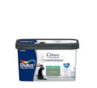 Dulux Valentine Peinture Intérieure Crème de Couleur Cuisine et Salle de Bain - Pièces Humides Murs et Boiseries - Résistant aux taches et à l'humidité - Satin Vert Ginkgo 2 L