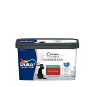 Dulux Valentine Peinture Intérieure Crème de Couleur Cuisine et Salle de Bain - Pièces Humides Murs et Boiseries - Résistant aux taches et à l'humidité - Satin Rouge Industriel 2 L