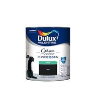 Dulux Valentine Peinture Intérieure Crème de Couleur Cuisine et Salle de Bain - Pièces Humides Murs et Boiseries - Résistant aux taches et à l'humidité - Satin Noir 0,75 L
