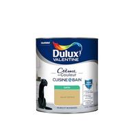 Dulux Valentine Peinture Intérieure Crème de Couleur Cuisine et Salle de Bain - Pièces Humides Murs et Boiseries - Résistant aux taches et à l'humidité - Satin Jaune Safrane 0,75 L