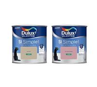 Dulux Valentine Peinture Si Simple Peinture Intérieure Toutes Pièces Satin - Peinture Murs et Plafonds, Portes et Plinthes - Lot de 2 - Couleurs : Le Kraft & Le Rose Intense 0,5 L