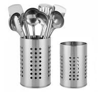 Dulynva 2 Pièces Pot Ustensiles Cuisine Porte Ustensiles Cuisine en Acier Inoxydable Egouttoir Couvert Verticalen Rangement Pot Ustensile Rond pour Couteau Fourchette Cuillère Baguettes