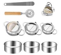Dulynva 8 Pièces Ravioli Machine Moule à Dumplings Maker et Ravioli Cutter Kit Acier Inoxydable Ustensiles de Cuisine Gyoza Accessoires de Cuisine pour Wraps Tartes Boulettes Gyozas