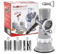 Dulynva Coupe Légumes Trancheuse Manuel Râpe à Fromage avec 3 Lames de Tambour Multifonctionnel Mandoline de Cuisine Manuelle Rapeuse Legume avec Manivelle pour Fromage, Noix, Concombre, Carotte