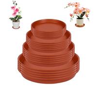 Dulynva Lot de 20 Soucoupe Pot Fleur Plastique Coupelle Pot de Fleur Soucoupes pour Pots de Fleurs 21cm/17cm/15cm/11cm Dessous Pot de Fleur Soucoupe Rondes pour Intérieur, Extérieur, Jardin (Rouge)