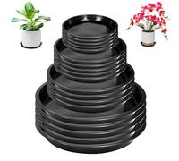 Dulynva Lot de 20 Soucoupe Pot Fleur Plastique Coupelle Pot de Fleur Soucoupes pour Pots de Fleurs 21cm/17cm/15cm/11cm Dessous Pot de Fleur Soucoupe Rondes pour Intérieur, Extérieur, Jardin (Noir)