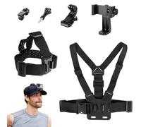 Dulynva Lot de 6 Harnais Poitrine Fixation Sangles de Caméra d'action Harnais Tete Bandeau Harnais Telephone Poitrine 3 en 1 Support de Caméra Sport Compatible avec GoPro Hero DJI Osmo et Telephone
