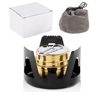 Dulynva Rechaud Alcool Mini Réchaud à alcool Portable Brûleur à Alcool Laiton Cuisinière alcools et Support en Aluminium Réchauds camping pour Randonnée Cuisson Fondue Pique Nique (Noir)