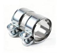 Dulynva Universal Manchon Echappement en Acier Inoxydable 50mm Collier Echappement Collier de Serrage Voitures Raccord de Tuyau D'échappement Double Pince pour Voiture Moto Camions 50mmx125mm