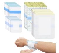 DULZEN 24 Pièces Comprimés Pansement Waterproof Transparent Adhésif Bandag Respirant Bandage Transparent Imperméable PU, Comprend un Coton Absorbant, Convient Protection Des Plaies (6x7cm,9x13cm)