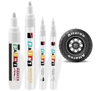 DULZEN 4 Pièces Marqueur Blanc Imperméable pour Pneus Stylo Pneu Blanc Stylo Peinture Pneu Marqueurs de Pneus de Voiture pour la Pierre Bois Le Verre la Céramique la Toile Les Pneus et Les Textiles