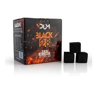 DUM BLACK28 - Charbon Naturel en Coquilles de Noix de Coco pour Chicha, Longue Durée, 1kg (48 Cubes) - Combustion Propre et Écologique