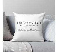 Dum Spiro Spero Latin Cicero Taie d'oreiller carrée Polyester Lin Velours Creative Zip Décoratif Canapé Siège Housse de Coussin