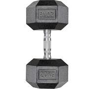 Dumbbells Lot de 2 haltères hexagonaux, 10 à 25 kg, avec revêtement antidérapant, poignées ergonomiques, en caoutchouc poly, pour entraînement d'aérobic (1 x 20 kg - Noir)
