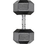 Dumbbells Lot de 2 haltères hexagonaux, 10 à 25 kg, avec revêtement antidérapant, poignées ergonomiques, en caoutchouc poly, pour entraînement d'aérobic (1 x 25 kg - Noir)