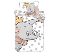 Jerry Fabrics Parure de lit bébé Dumbo Dots 100% coton Housse à zip 100x135 cm + taie 40x60 cm