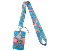 Dumbo Lanière avec Porte-clés, Bleu avec Motifs d'Éléphant, Longueur 50 cm