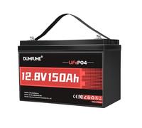 Dumfume Batterie LiFePO4 12 V 150 Ah (1,92 kWh) - Batterie au lithium compacte pour camping-cars, installations solaires, camping, photovoltaïque, alimentation de secours, 6000+ cycles, protection BMS