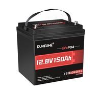 Dumfume Batterie Lithium 12V 150Ah LiFePO4 avec BMS 100A, 1920Wh Energie, 15000 Cycles à Décharge Profonde, Protection Basse Température pour Camping-Car, Bateau, Stockage Maison, Off-Grid