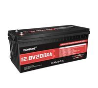Dumfume Batterie Lithium 12V 200Ah LiFePO4, 2560Wh & BMS 200A