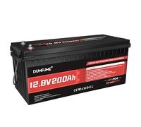 Dumfume Batterie Lithium 12V 200Ah LiFePO4, 2560Wh, BMS 200A Intégré, Haute Capacité Longue Durée de Vie, Idéale Pour Stockage D'Énergie, Système Solaire, Camping-Cars, Van Aménagé