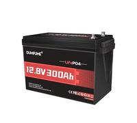 Dumfume Batterie Lithium LiFePO4 12V 300Ah - 15000 Cycles Profonds, BMS 200A, 3840W Pour Stockage Solaire, Alimentation de Secours, Camping-Car, Camping & Applications Hors-Réseau
