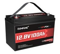 Dumfume Lifepo4 Batterie Lithium 12V 100Ah - BMS IntéGré 100A, 1280Wh, Jusqu'à 6000+ Cycles, IdéAle Pour Camping-Car, SystèMes Solaires Hors-RéSeau
