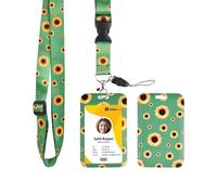 DUMING-IN Porte-badge avec cordon tour de cou amovible, cordon de tournesol caché avec porte-cartes, porte-badge tournesol pour infirmière, médecin, enseignant, étudiant
