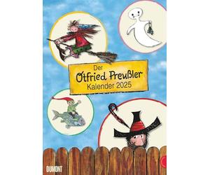 Dumont Calendrier mural 2025 Otfried-Preußler 29,7 x 42 cm pour enfants avec hotzenplotz, petite sorcière et autres les plus belles scènes des classiques du livre