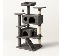 DUMOS Arbre à Chat - Tour d'escalade - 135 cm - avec Grotte - Complet avec sisal - pour Chats de Tous âges - Gris foncé