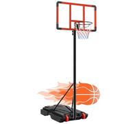 DUMOS - Cerceau de Basket-Ball Portable d'extérieur pour Enfants, Hauteur réglable, Panneau arrière de 111,8 cm, incassable avec Bord Absorbant Les Chocs, Base Rechargeable, 2 Roues