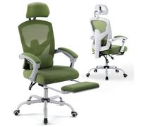 DUMOS Chaise de Bureau Ergonomique avec accoudoirs Confortables, Support Lombaire et Repose-Pieds Confortable, Convient pour la Maison, Le Bureau (Vert)