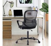 DUMOS Chaise de Bureau Ergonomique avec Soutien Lombaire - Accoudoirs réglables - Chaise pivotante - Hauteur réglable - Convient pour Le Bureau et la Chambre à Coucher - Noir