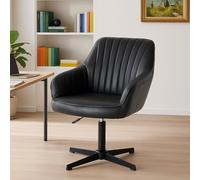 DUMOS Chaise de Bureau, sans roulettes, Style Vintage, en Tissu polyuréthane, Hauteur réglable, pour Enfants, jusqu'à 135 kg, pour Bureau, Chambre à Coucher, Noire